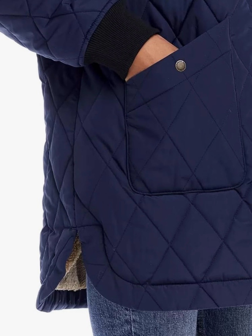 Weatherproof Vintage Quilted Sherpa Jacket NWOT | Large Navy Warm Hooded Coat - Picture 7 of 7